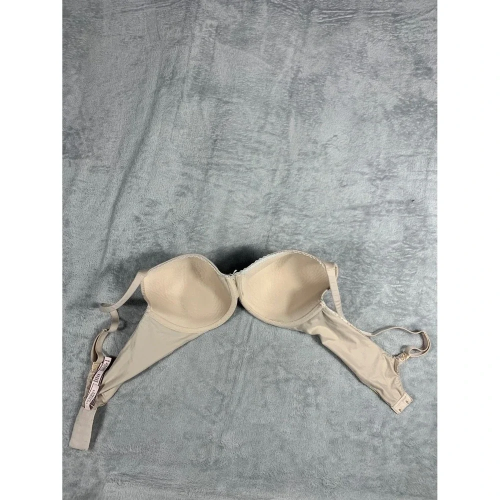 Victoria's Secret Lined Perfect Coverage Bra Womens 38C Beige Lace Trim